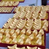 黃金元寶定制，純金元寶定做，制作千足金金元寶