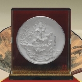 觀音賜福銀質(zhì)紀(jì)念盤(pán)制作、制做純銀銀盤(pán)