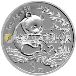 中國熊貓金幣發(fā)行25周年金銀紀念幣1/4盎司圓形銀質(zhì)紀念