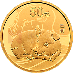 2019中國(guó)己亥（豬）年金銀紀(jì)念幣3克圓形金質(zhì)紀(jì)念幣